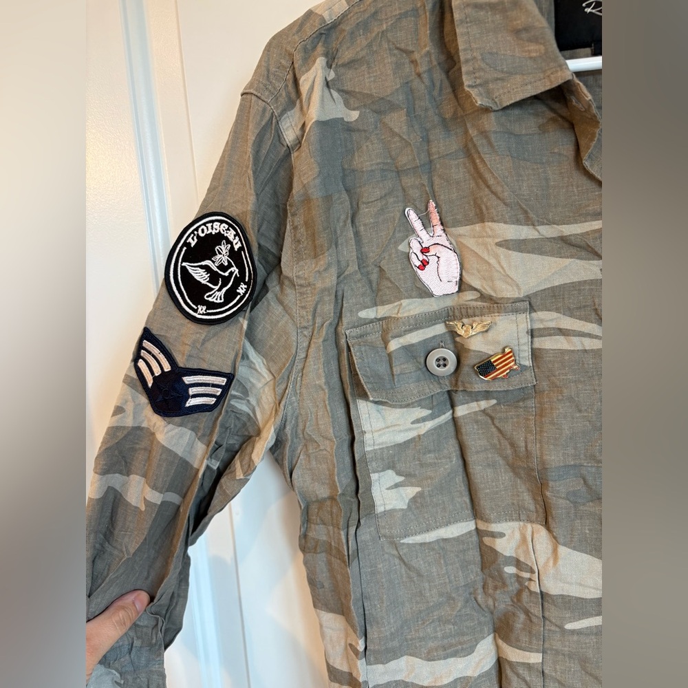 Rails Olive Camouflage Military Inspired Button Down Shirt - Picture 2 of 7